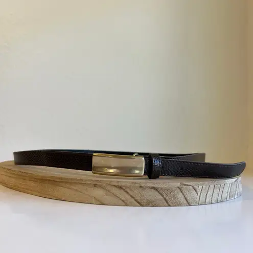 Vintage 90s Brown Vegan Snake Skin Leather Thin Golden Buckle Belt Size M/L Size M