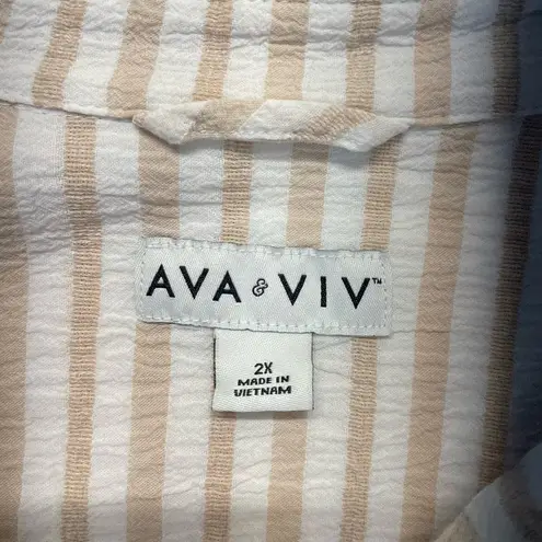 Ava & Viv  Striped Button Down Shirt Plus Size 2X