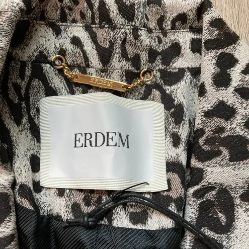 Erdem Iris Leopard Jacquard Single Breasted Blazer Size 10 NWT