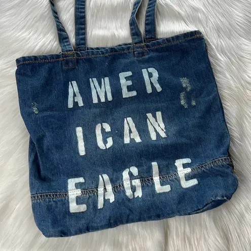 American Eagle Denim Logo Tote Bag