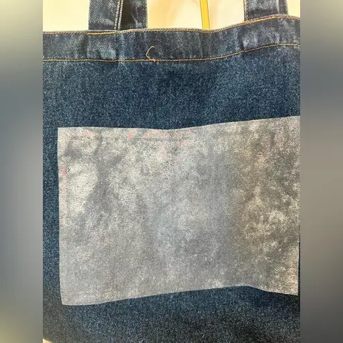 Vintage Denim Tote Bag | Minimalist Blue Jean Shopper | 90s Casual Carryall Tote