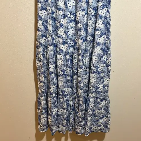 Rails Adora Tiered Drop Waist Midi Dress in Blue Jasmine Floral Print Size Small