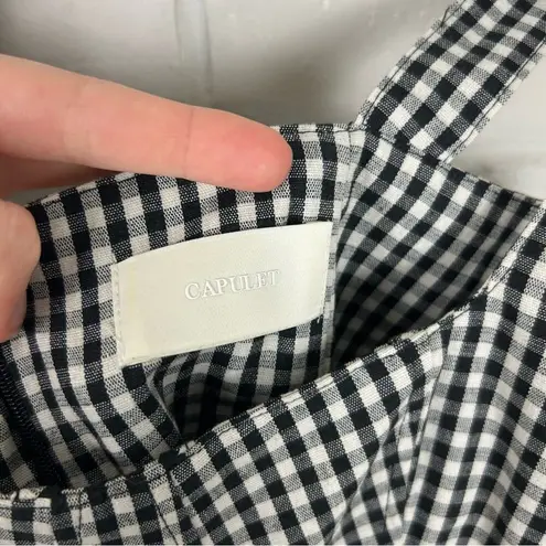 Capulet Lola Bustier Gingham Fitted Black White Midi Dress Size XS