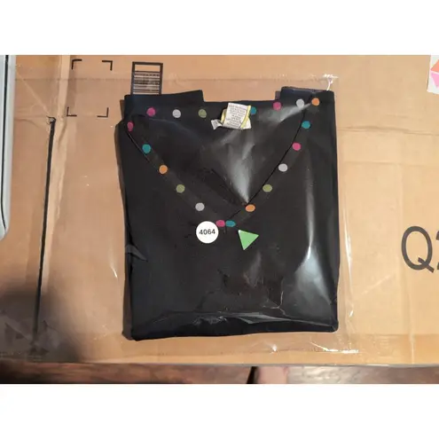 Eric Spencer Women's Medium Black Blouse, Polka Dot Trim, 3/4 Sleeve Top, Casual