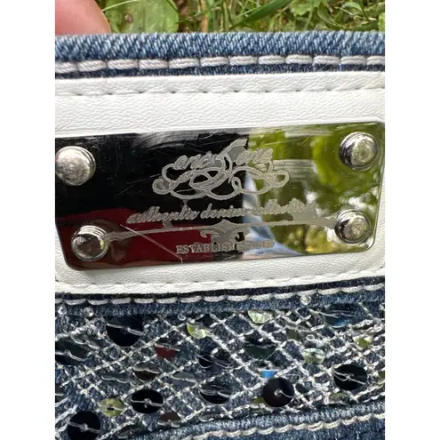 One 5 One Jeans Sz 4 Bootcut Dark Wash Embellished Pockets Denim Low Rise Y2K