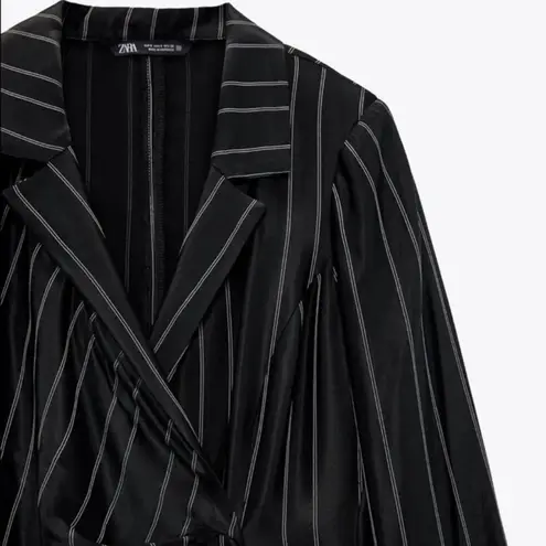 ZARA  Satin Pinstriped Blazer Mini Dress Bloggers Favorite Style 9169/409/800