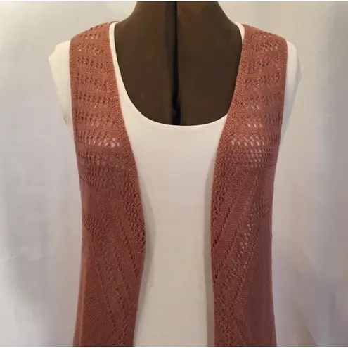 Moral Fiber NWOT Mauve Open Front Sleeveless Knit Duster Cardigan Large
