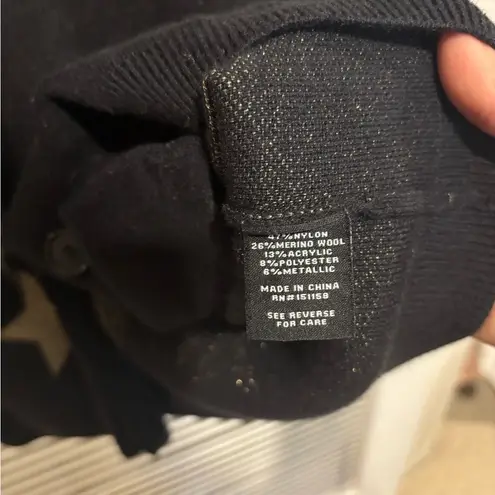 525 America Black Gold Heart Star Button Front Wool Cardigan Sweater Size Large