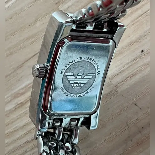 Emporio Armani Vintage Ladies Watch Solid Stainless Bracelet Case Black Dial
