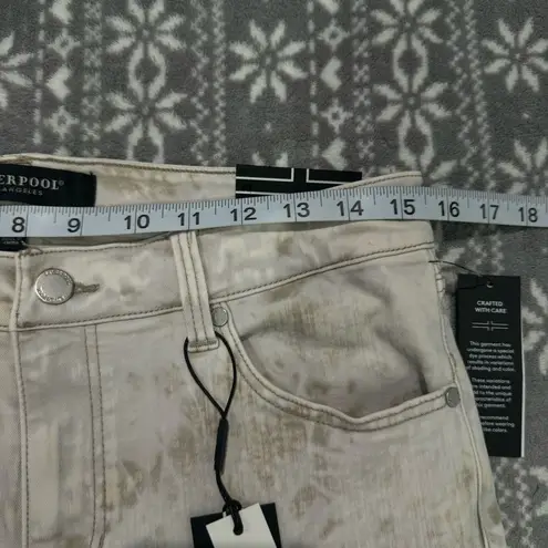 Stitch Fix Liverpool Hannah Crop Flare Biscuit Tan Tie Dye Raw Hem Size 10/30