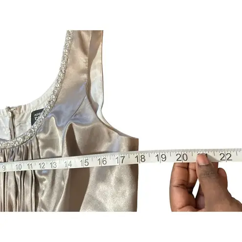 Adrianna Papell  Occasions Silver Metallic Sequin Dress & Cropped Jacket Sz 12