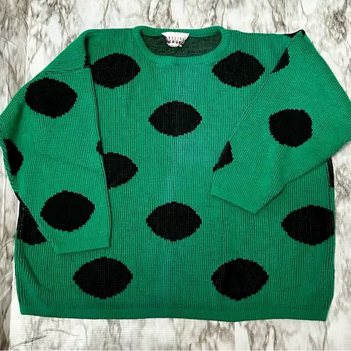 Bold Green and Large Black Polka Dot Sweater 80s Vintage Oversized Vibrant Cool Size undefined