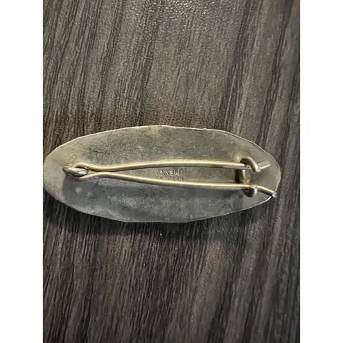 Vintage Mexican Abalone & Mother Of Pearl Flower Hair Clip Barrette Silver