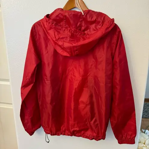 Polar Quality Sportswear Waterproof Nylon Hooded Rain Jacket Sz Small red.