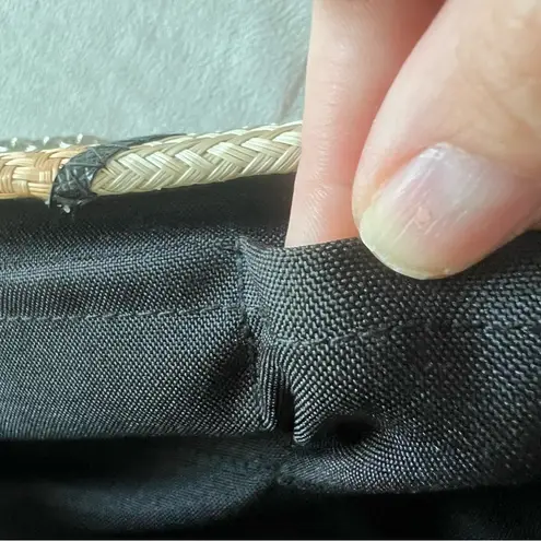 New Handmade Buntal Straw Clutch Purse Chain Strap Magnetic Snap Closure Tan Brown