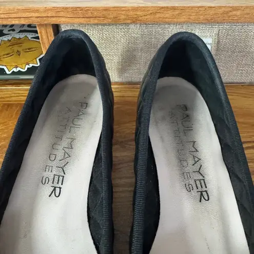 Paul Mayer Heel Women 8B Black Regal Quilted Leather Ballet Ballerina Kitten 90s Size 8