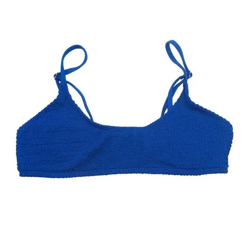 Womens Bikini Top Scoop Neck Textured Removable Cups Blue S