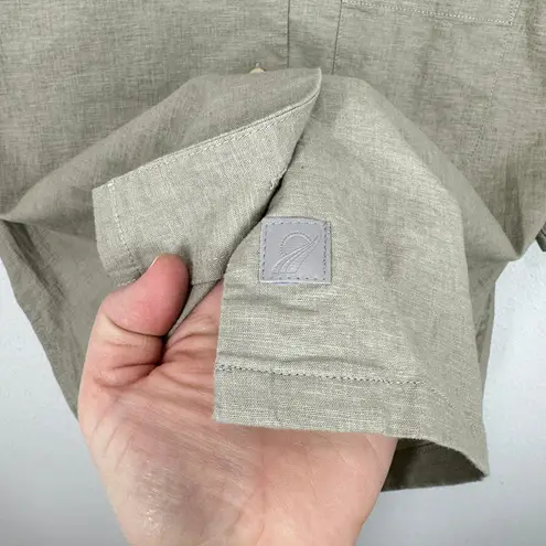 Fundamental Coast Linen Blend Short Sleeve Button Up Shirt Camp Top Beige Size S Tan