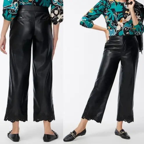 Chico's NEW  Faux Leather Cutwork Hem Trousers Curvy Black Size 16 XL