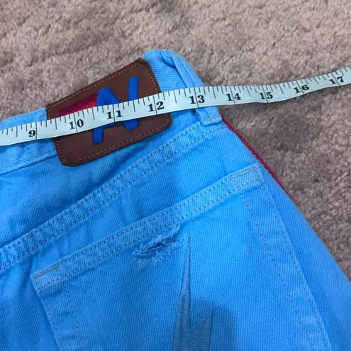Aviator Nation BOLT STRIPE BOYFRIEND CUTOFF JEAN SHORTS - SKY Size 24 EUC