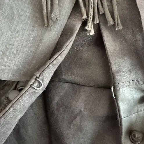 Elie Tahari Leather Silk XS Fringe Western brown layered cinched waist Rare Vest