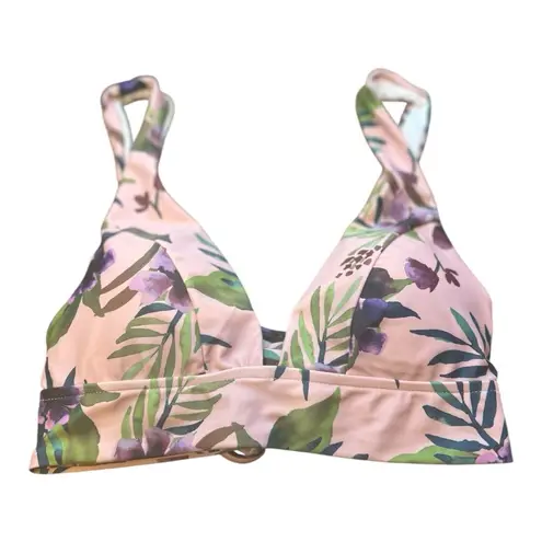 Byrds of Paradise Halter Demasia Bikini Top Large Padded Bra Pink Tropical