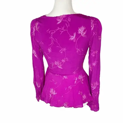 Cleobella  Charmer Blouse in Fuchsia Embroidered XS