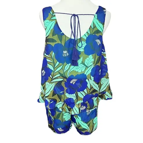 Judith March Ruffle Romper Blue Floral M
