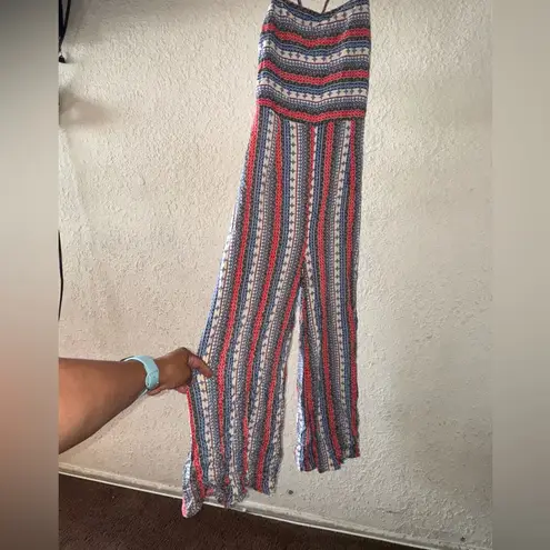 Audrey Red and Blue Striped Jumpsuit with Spaghetti Straps