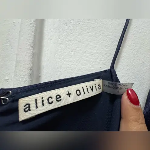 Alice + Olivia  Dion Ruched Midi Slip Dress Navy Size 4 - Image 5