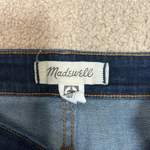 Madewell  Curvy Cali Demi Boot Jeans Dark Wash Blue Raw Hem High Waist Size 28T