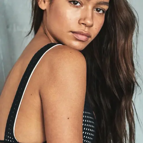 NEW Olympia XS P Sports Bra Ophelia HighNeck Black Mesh Jet FP FreePeople Collab