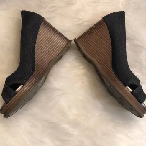 American Eagle  denim open toe‎ wedges Women’s Size 6.5