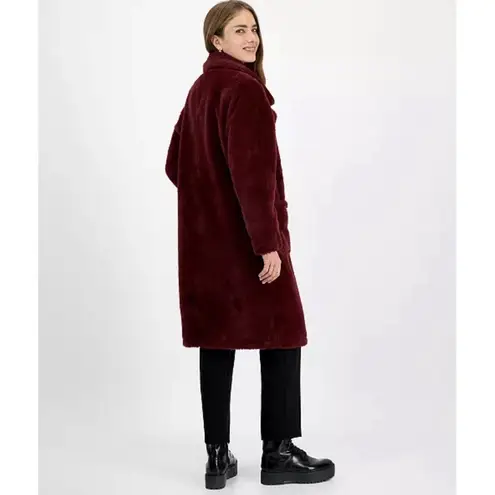 Jou Jou Juniors' Faux Fur Double Breasted Coat Sz L Wine! Red