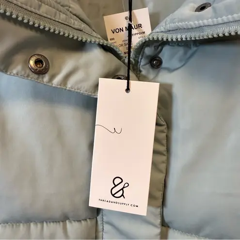 New! Thread & Supply ‘Issey’ Cropped Puffer Vest Women’s Size Medium Blue