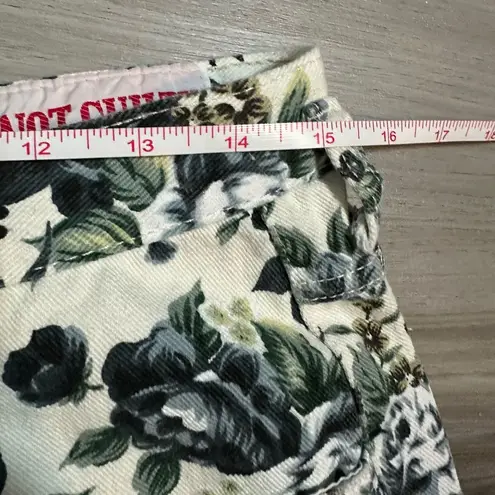 Vintage 1980s Not Guilty White Blue Coquette Floral High Rise 100% Cotton Shorts Size L