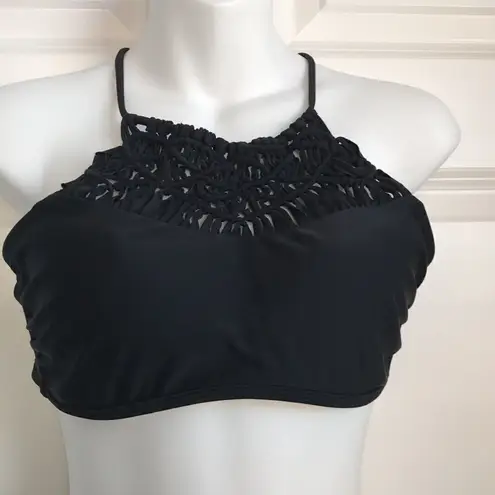 Xhilaration  Crochet Halter Bikini Top Black Large