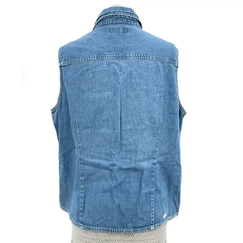 Cabin creek Vintage Painted Distressed Chambray Sleeveless Blouse Blue Size L