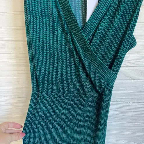 Covington  Petite Green Maxi Dress MP Sleeveless Faux Wrap Tie Waist Long