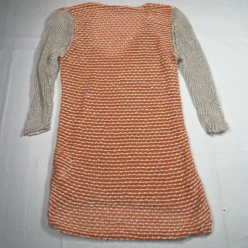 Helmut Lang  Linen Veiled Colorblock Orange Beige Sweater Womens size Small P