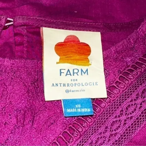 Farm Rio x Anthropologie Women’s Size XS Magenta Purple Cotton Kelsie Shirt Top