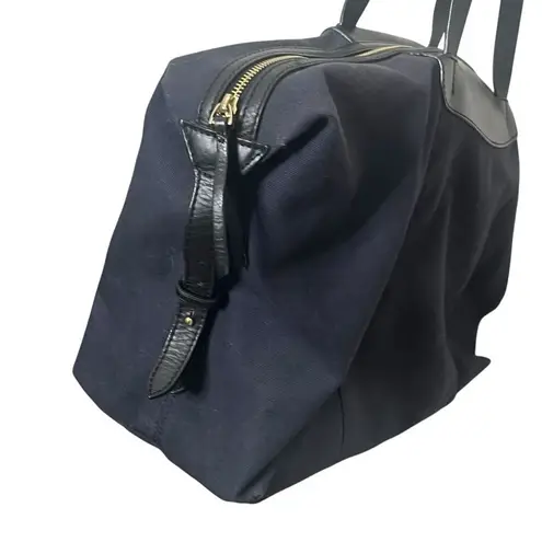 Cuyana Le Sud Weekender Bag Large Navy Canvas Black Leather Travel Tote Blue
