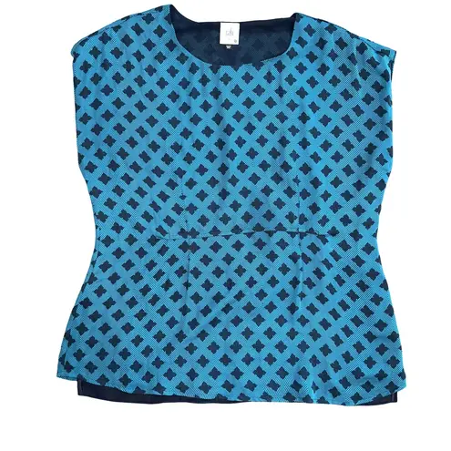 CAbi  | Pacific Blue Diamond Print Peplum Style Foulard Top - Style No. 3274 thumbnail 2
