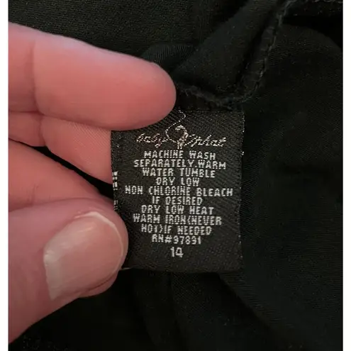 Baby Phat Shirt Womens 14 Black Cold Shoulder Graphic Logo Top Casual Blouse