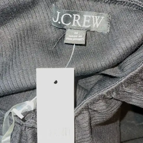 J.Crew Womens Ribbed Ruffled Neck One Shoulder Top Blouse Black Size Medium NWT