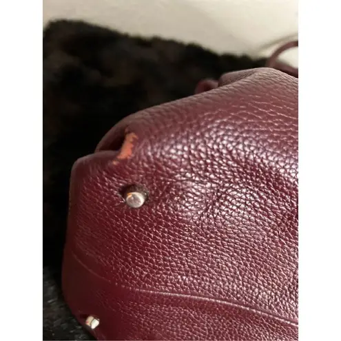 Furla  Genuine Leather Handbag dark red brown hobo