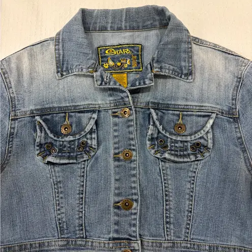 Star Jeans Y2K 90’s Faded Blue Denim Retro Cropped Jean Jacket Size Medium
