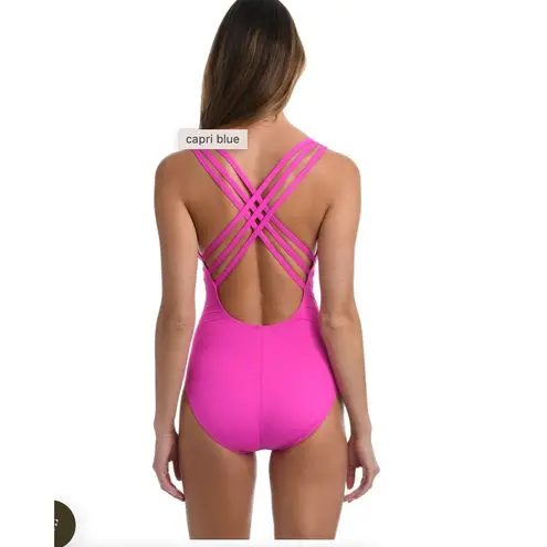 La Blanca  Island Goddess Multi-Strap Cross-back One Piece Barbie Pink Size 10