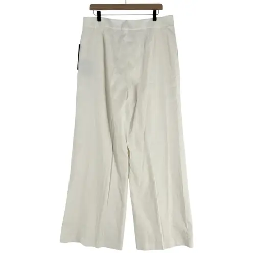 Donna Karan  New‎ York White Linen Blend High Rise Wide Leg Trouser NWT Size 16