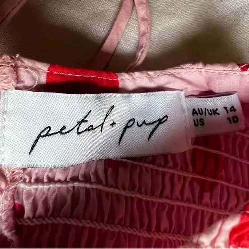 Petal and Pup Pink & Red Polka Dot Gasal Smocked Tiered Maxi Dress - Women's 10